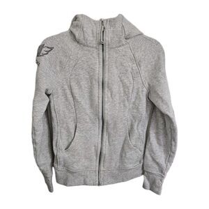 Lululemon Scuba Hoodie Womens 6 Gray Mavericks Wings Rhinestone Sweater Full Zip